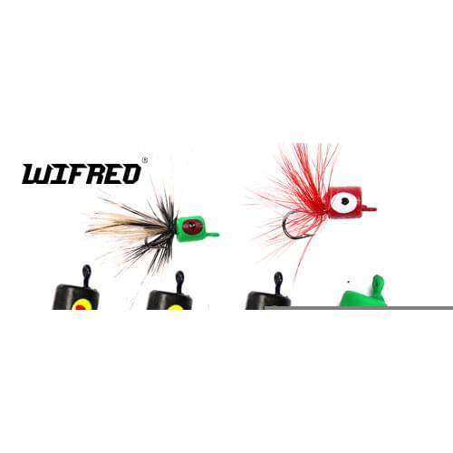 Wifreo 6PCS Foam Popper Head with Hook Fly Fishing Floating Popper Lure Tying Material Bass Trout Fishing Bait Green Red Black