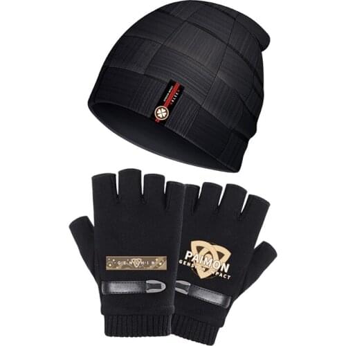 Free Shipping Game Genshin Impact Cosplay Props Anime Project Klee Knit Hat Paimon Gloves Stuffed Plush Winter Warm Kids Adult