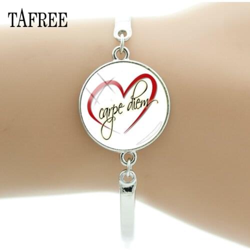 TAFREE French Carpe Diem Heart Bracelets like Life Attitude Towards Bracelet Fashion Gift Charms Jewelry CD12