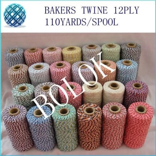 Fast shipping 90pcs/lot Cotton twine Baker twine 110yards/spool color twine, DIY Twine 55 kinds color