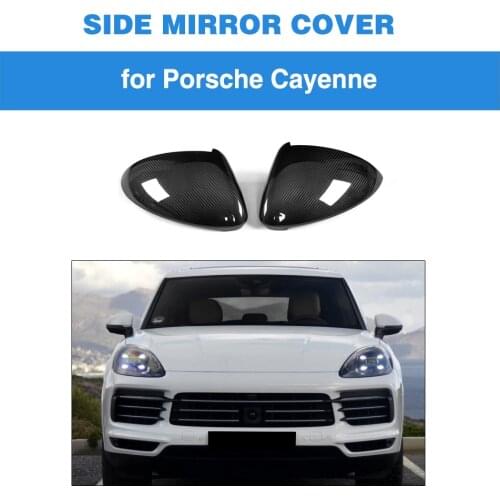 Carbon Fiber Car Rear Side Mirror Covers Trim Fender for Porsche Cayenne 2018 Add on Style
