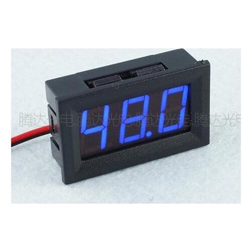 20pcs 0.56inch Blue NEW DC5-120V LED Voltmeter Digital Volt Meter for Automobile Motorcycle two wires 48*29*16mm