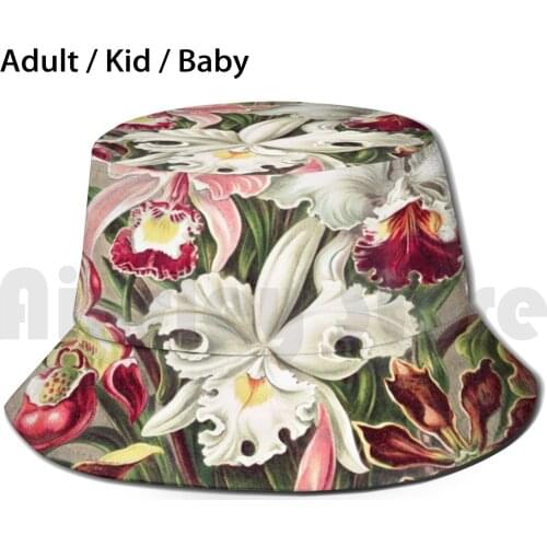 Orchids Painting By Ernst Haeckel Sun Hat Foldable UV Protection German Zoologist Zoo Animal Animals Ernst Haeckel