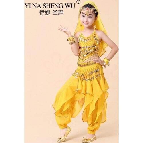 Childrens Belly Dance Professional Costume Kids Indian Bellydance Clothes Girl Bollywood Dancing Stage Performing Wear Suit New