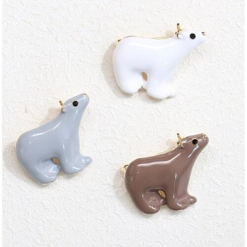 White Bear Enamel Pin Brooches Men Women Alloy 3 Polar Bear Animal Brooch Girls Gift Bag Hats Badges Party Banquet Accessories