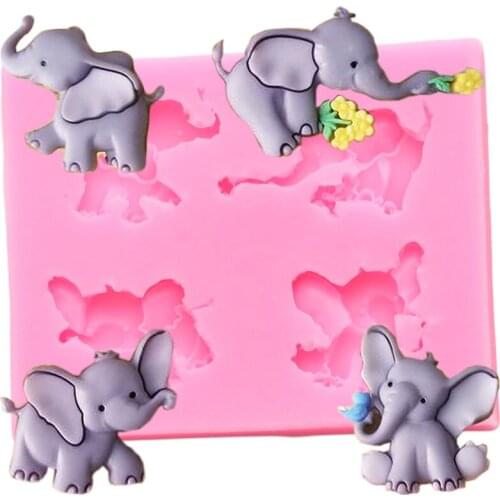 Elephant Cupcake Topper Fondant Mould Cake Border Silicone Mould Cake Decorating Tools DIY Candy Polymer Clay Chocolate Mold