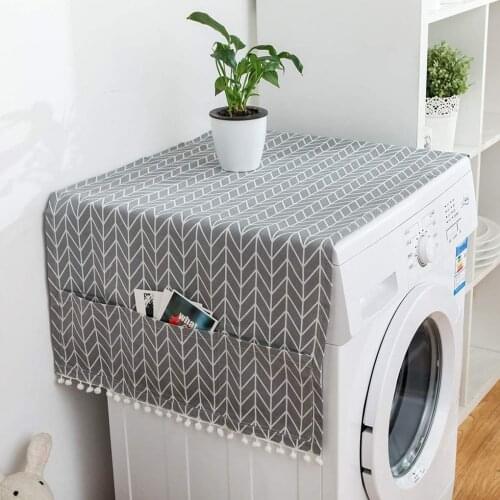 Geometric Refrigerator Cover Cloth Waterproof Household Dust Sheet Sunscreen Organizer for Laundry