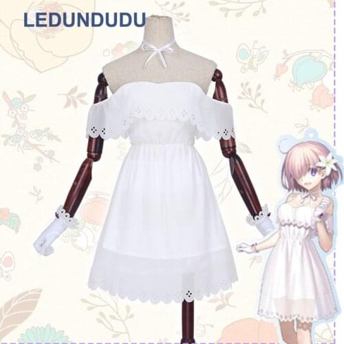 Hot Anime Fate/Grand Order FGO Mash Kyrielight 2nd Anniversary Cosplay White Dress Women Fancy Party Clothes Halloween Costume