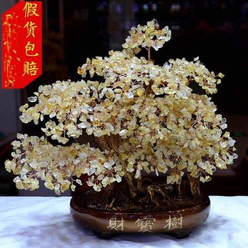 GOOD gift large Store Company bring wealth fortune Good luck Crystal Pachira money tree HOME ROOM FENG SHUI Decorative ornament