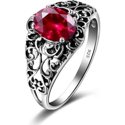 Luxury Women Cocktail Ring Classic 925 Sterling Silver Hollow Butterfly CZ Finger Ring Created Topaz Ruby Precious Stone Jewelry