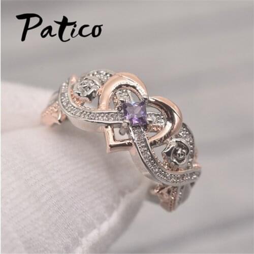 New Arrival 925 Sterling Silver Zirconia Heart Rose Flower Heart Shape Wedding Rings For Women Love Party Promise Ring Jewelry