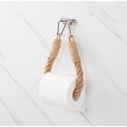 Creative Bathroom Towel Rack Pure Hemp Rope Hand-Woven Creative Wall Hanging Paper Roll Holder