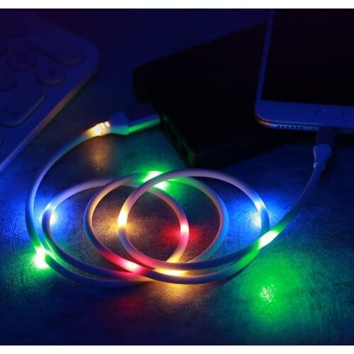 LED Flashing USB Charging Cable Shinning Light Up Cord For iPhone Type C Micro Android Phones