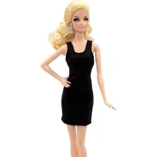 Fashion Black Sleeveless Tank Dress For Barbie Doll Clothes Outfits 1/6 BJD Dolls Accessories Kids Dollhouse DIY Toys Girl Gifts