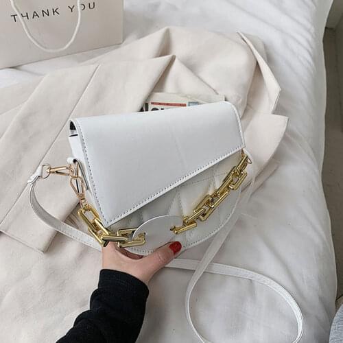 Fashion Small Handbags For Women Pu Leather Female Shoulder Bag Designer Solid Color Crossbody Bags And Chain Saddle Bag Purse