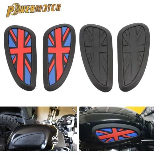 Motorcycle Cafe Racer Gas Fuel Tank Rubber Sticker Protector Sheath Knee Tank Pad Grip Decal The Union Jack Logo Universal Retro