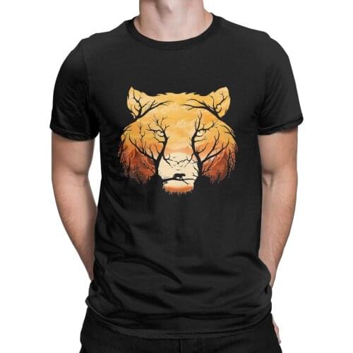 Mens T-Shirt Wildlife Sunset Classic Funny Tee Shirt Short Sleeve Japanese Ukiyo T Shirt Round Collar Clothing Plus Size