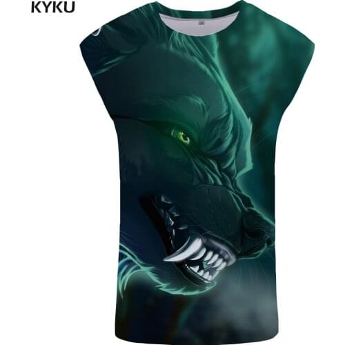 KYKU Brand Wolf Tank Top Men Green Ftness Clothing Sex Mens Bodybuilding Vest Stringer Undershirt Sleeveless Shirt Tops Funny