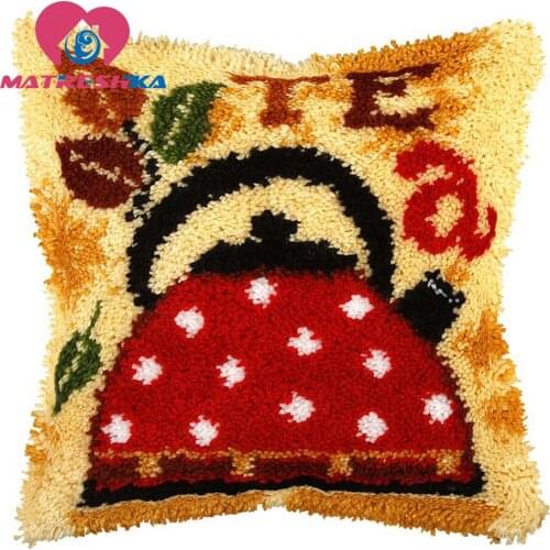 Carpet embroidery latch hook rug kits Tea Picture cross stitch pillow pillow embroidery do it yourself carpet embroidery cushion