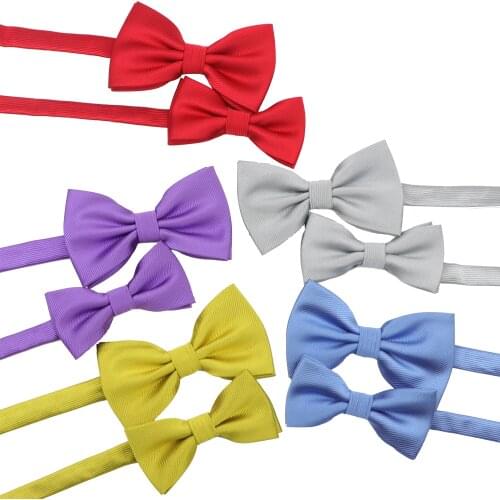 Solid Colorful Bowtie Set Classic Cute Family Two Folds Butterfly Party Dinner Wedding Design Cute bow tie Accessory Gift