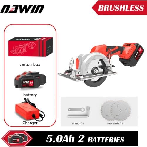 NAWIN 20V Mini Circular Saw Plunge Cut Track Cutting Wood Metal Tile Cutter 2 Blades Electric Saw Power Tool