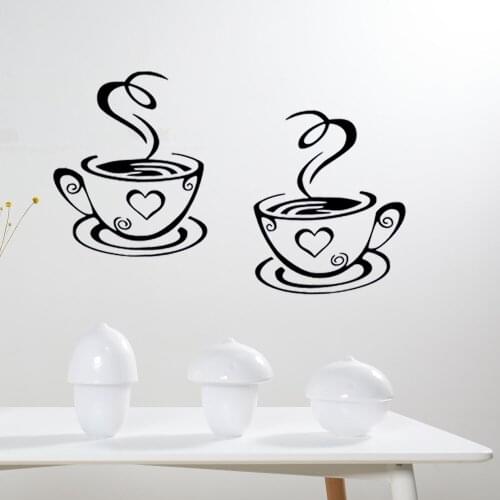 Coffee Cups Pattern Stickers Wall Sticker for Kitchen Restaurant Pub Decor Decoration