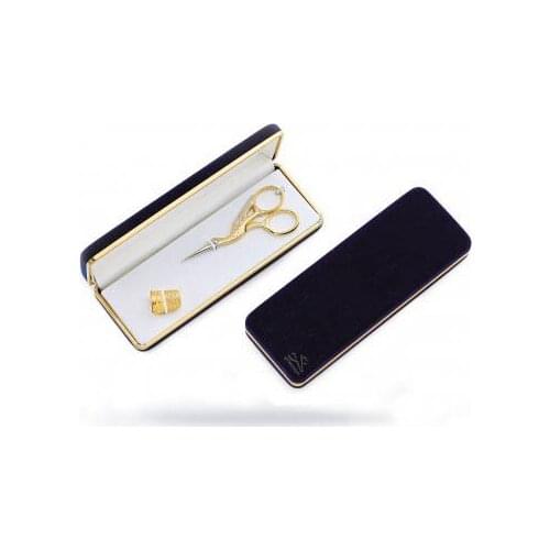 Stork Scissors and Thimble in Velvet box - MADE IN ITALY (40802)