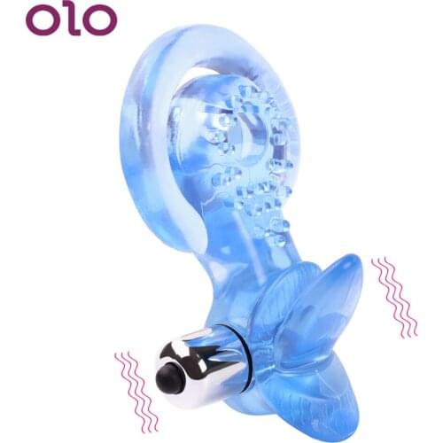 OLO Tongue Vibrator Penis Ring Cock Ring Powerful Sex Toys for Men Couple Clitoris Stimulator Delay Ejaculation