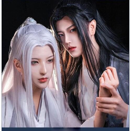 Chinese Style Hanfu Long Straight Hair Anime Cosplay Costume Japanese Elf Prince Wigs Carnival Actor Stage Performance Party Wig