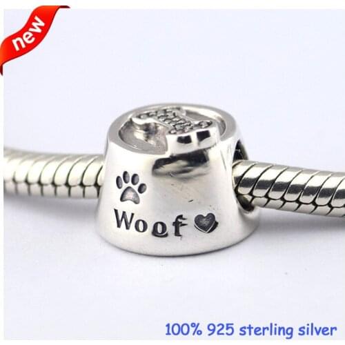 Fits Pandora Bracelets Dog Bowl Silver Beads With Cubic Zirconia New Original 100% 925 Sterling Silver Charms DIY Wholesale