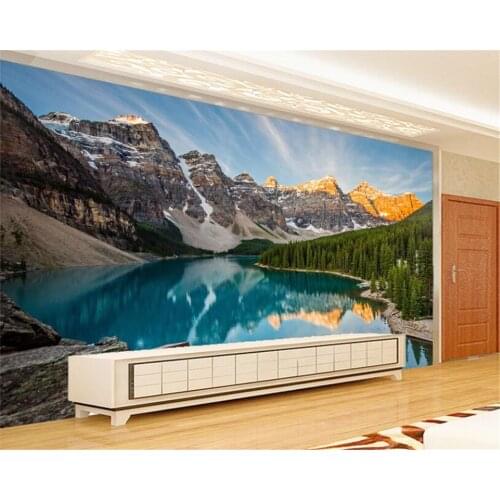 Custom HD lake water Snow Mountain Landscape scenery photo wallpaper decor painting 3d wall wallpaper for walls 3 d beibehang