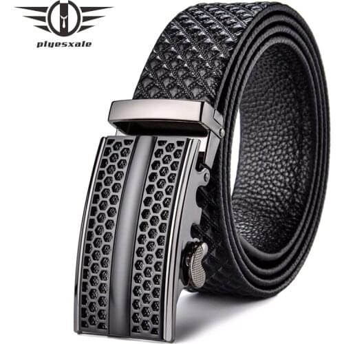 Plyesxale Genuine Leather Belt Men Luxury Brand Mens Dress Belts Designer Formal Waistband Automatic Buckle Male Belt 2018 B62
