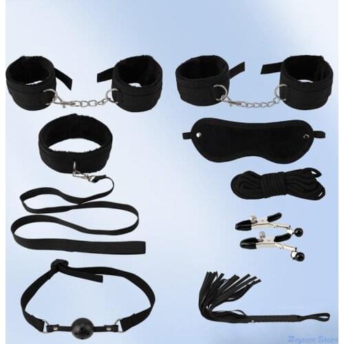 Sexy Leather Bdsm Kit Plush Bdsm Bondage Set Handcuffs Sex Games Exotic Accessories Toys Exotic Flirting Accessories Sex Toys