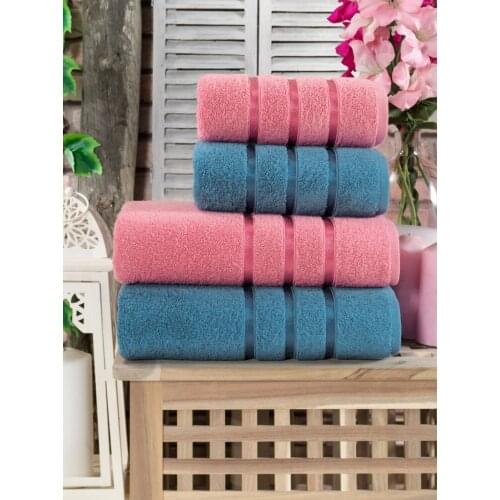 Bath Towel Set %100 Cotton 4pcs For Adults Quality Dry Easy Cleaning Thick Soft Absorbent Comfortable Beach Hotel made in Turkey