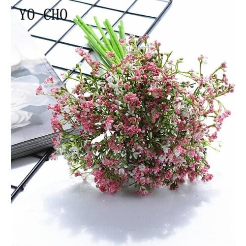 YO CHO Wedding Bouquet Artificial Babys Breath Fake Flower Bridal Bouquet Flower Babys Breath Flowers Home Wedding Decoration