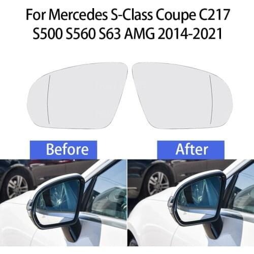 Rearview Wing Side View Mirror Glass for Mercedes S-Class Coupe C217 S500 S560 S63 AMG 2014-2021 Left & Right Heated