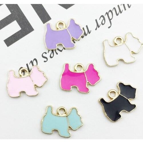 Hot 10pcs Fashion Charm Gift Enamels Alloy Cute Puppy Pendant DIY Earrings Hair Bracelet Necklace Charms Accessories
