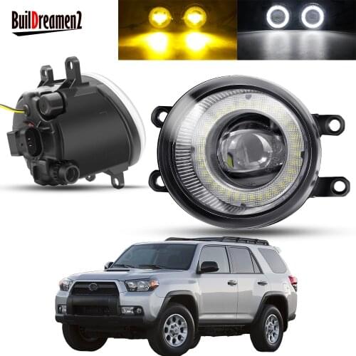 2 X Angel Eye Fog Light Assembly Car LED Lens Fog Daytime Running Lamp DRL 12V For Toyota 4Runner 4 Runner 2010 2011 2012 2013