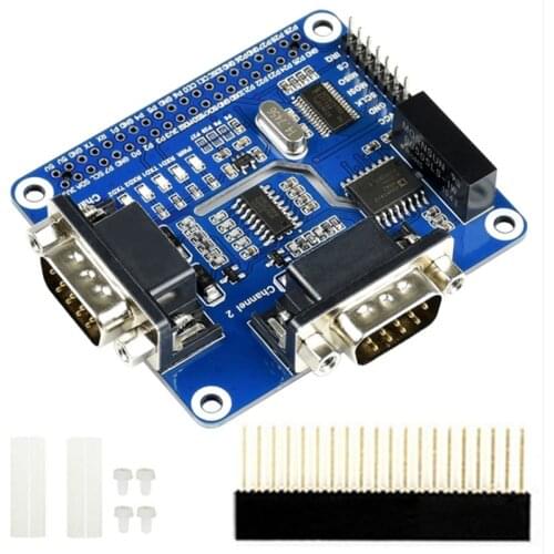 2-Channel Isolated RS232 Expansion HAT for Raspberry Pi 4B, SC16IS752+SP3232 Solution, Multi Onboard Protection Circuits