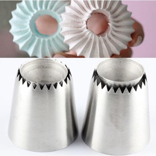2Pcs Icing Piping Nozzles Sultan tube Stainless Steel Russian Pastry Tips Cupcake Large Icing Piping Nozzle Baking