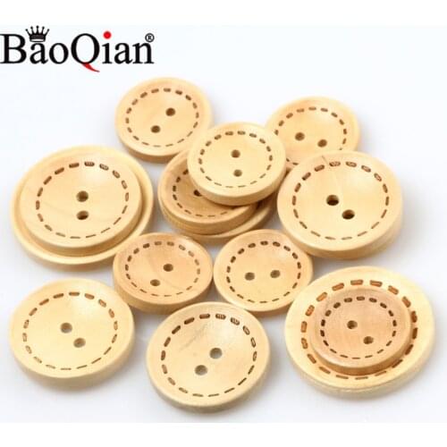 20/25/30mm Round Natural Wooden 2 Holes Home Buttons Clothing Sewing Scrapbook Diy Charm Clothing Decoration Crafts