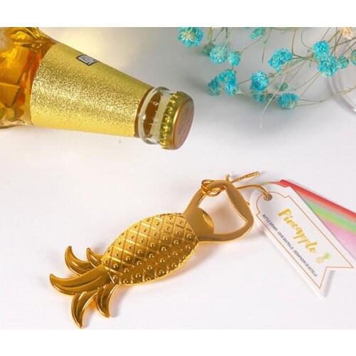 20 pieces/lot) New Wedding Bridal Favors Gift For Guests Gold Pineapple Beer Bottle Opener For Wedding Souvenir BO026