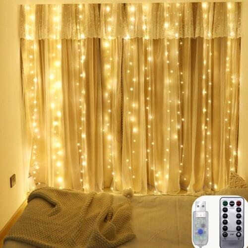 3m LED Fairy Lights Garland Remote Control Curtain String Lights Christmas Home Curtain Decorations Wedding Decor Holiday Lights
