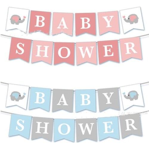 3m Boys Girls Pink Blue Elephant Baby ITS A GIRL ITS A BOY Baby Full Moon Birth Party Baby Show Flag Baby Shower Party qq061