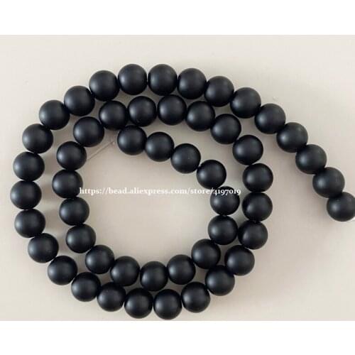 Free Shipping AAAA Quality Black Polish Matte Onyx Agates Round Beads 15" Strand 4 6 8 10 12 14 MM Pick Size For Jewelry