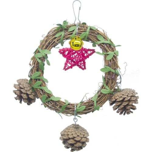 Safe Pretty Vine Swing Hanging Climbing Chews Bite Cage Rattan Ring Parrot Pet Bird Toy Bird cage accessories Pet Decor Supplie