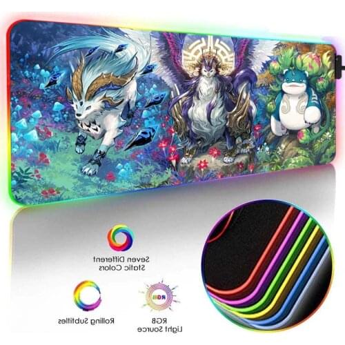Anime Mini Pc gamer Gamer large Mouse Pad Keyboard Desk Mat Led Lights Xxl Viper Gaming Accessories Mousepsd RGB with Usb Port