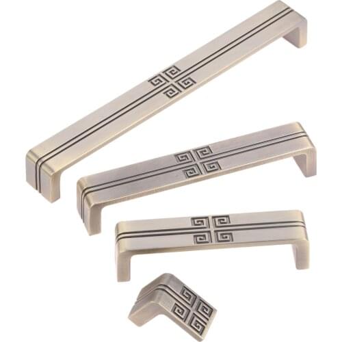 Antique Bronze Handle w/screw Pull 96/128/192mm Single Hole Knob Alloy Old Chinese Retro Lace Kitchen Bathroom Drawer Cupboard