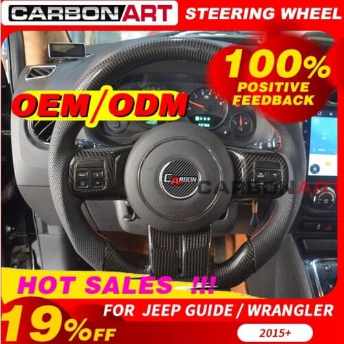 Real Carbon Fiber/Leather material Steering Wheel Trims Cover Customized Replacement For JEEP Guide Wrangle STEERING WHEEL