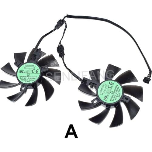 For GTX 1050 1060 1070 RX580 Graphics Card Cooling Double Fan A pair DIY T129215SU 12V 0.50A 4 Lines